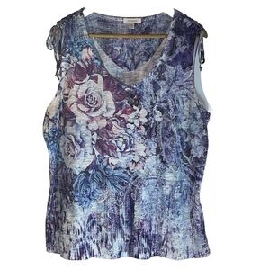 Concepts Women's Tie Shoulder Sublimation Rhinestones Tank Top Purple XXL (20)